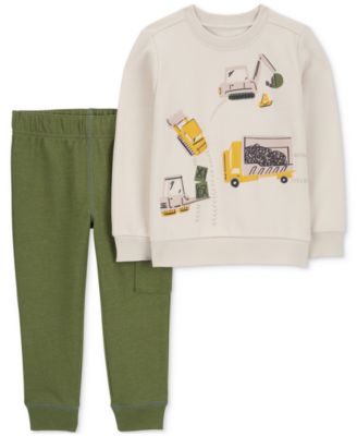 Carter's - Toddler Boys Construction Graphic Pullover Sweatshirt & Jogger Pants, 2 Piece Set