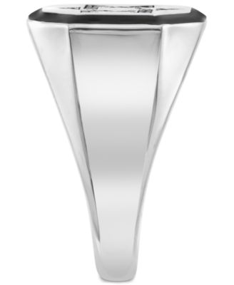 EFFY&reg; Men's Black Spinel (1/6 ct. t.w.) & Black Enamel Star of David Ring in Sterling Silver 