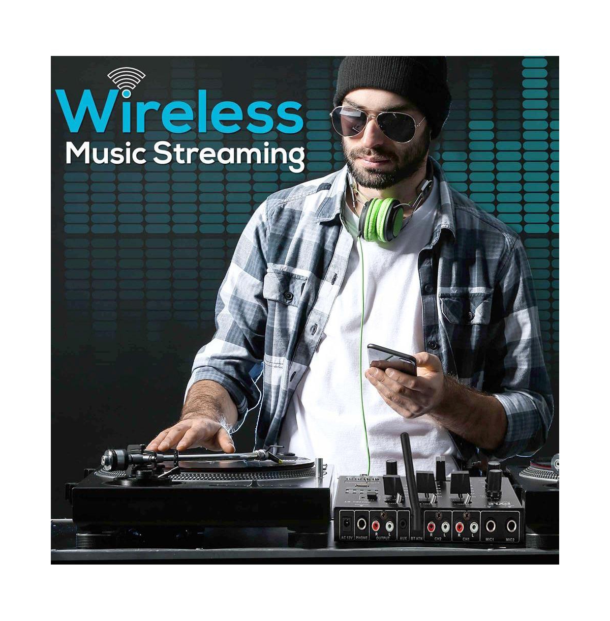 Pyle Wireless 3-Channel Dj Mixer with Bluetooth and Usb, Phono, Microphone, and Line Inputs