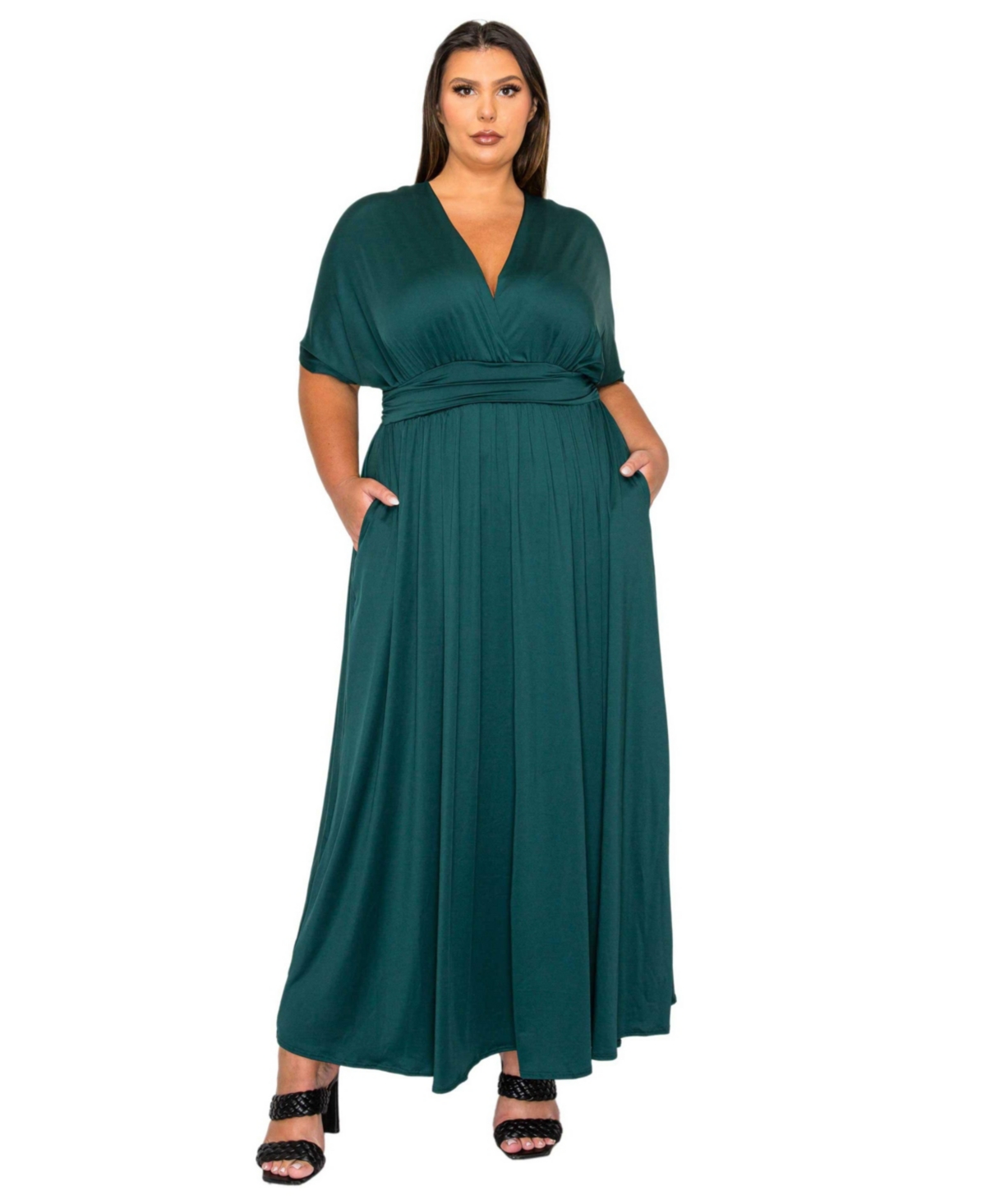 L I V D Plus Size Raffi Pocket Empire Waist Maxi Dress