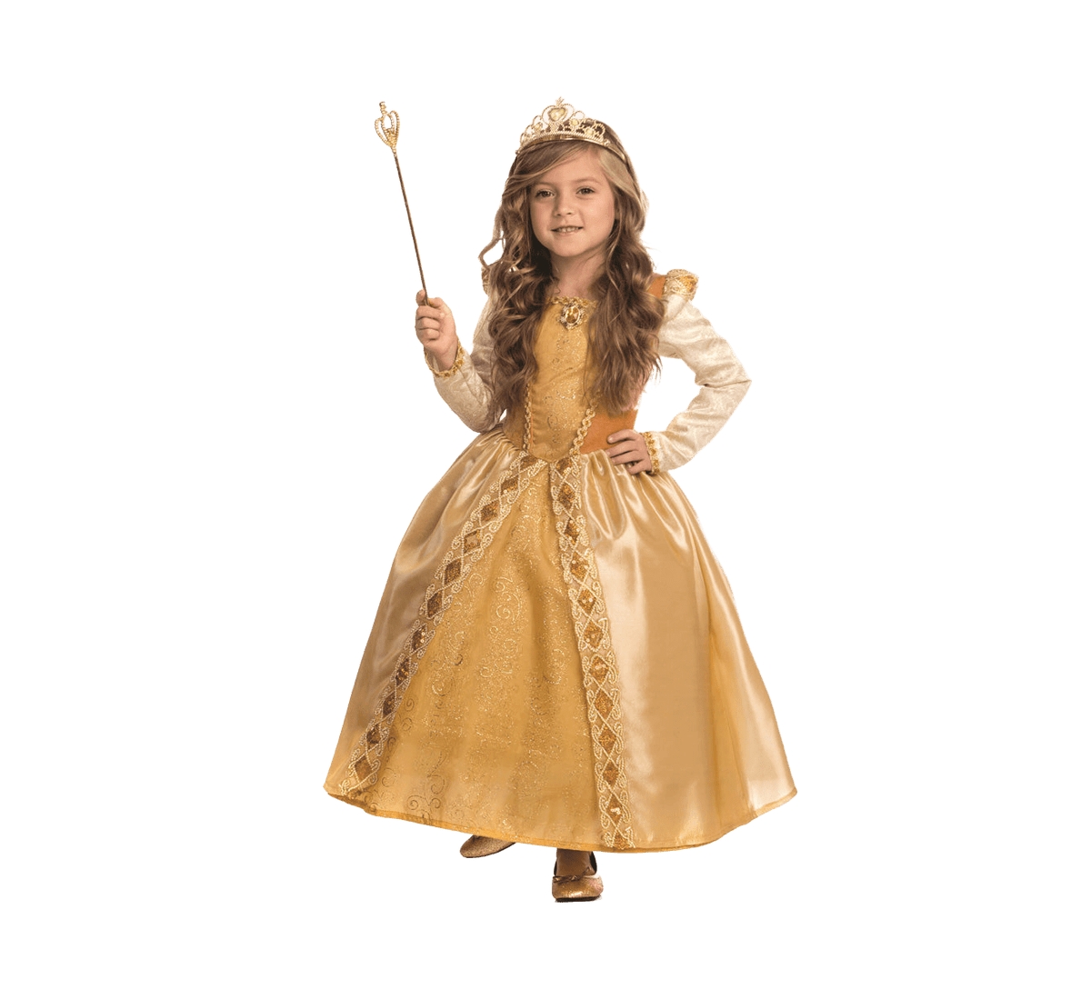 Dress Up America Gold Princess Dress Costume Set - Toddlers Girls - Gold