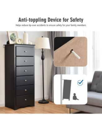 6 Drawers Chest Dresser Clothes Storage Bedroom Furniture Cabinet