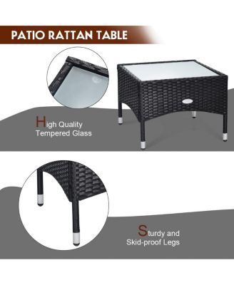 3 Pieces Patio Wicker Rattan Furniture Set with Cushion for Lawn Backyard