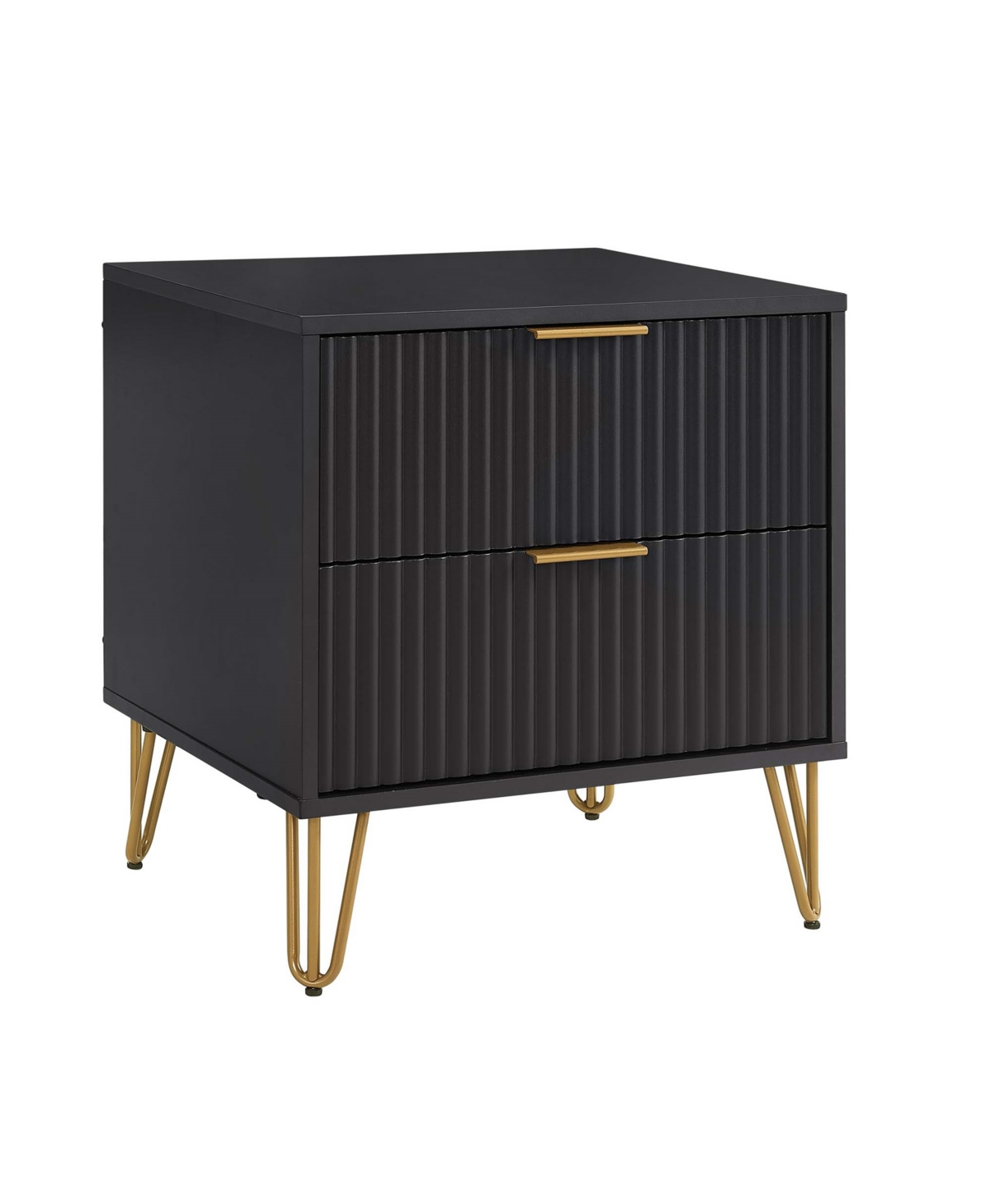 Manhattan Comfort 1-piece Dumbo Medium-density Fiberboard 2-drawer Modern Nightstand In Black