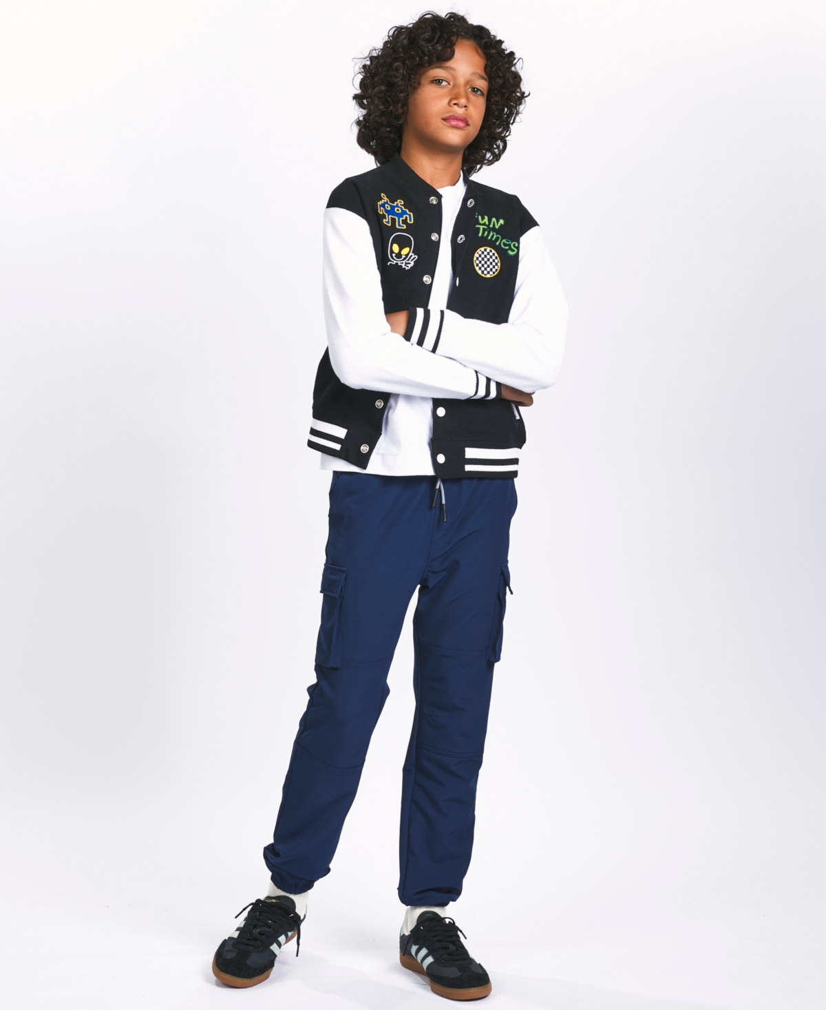 Sovereign Code Big Boys Color Blocked Patched Varsity Jacket