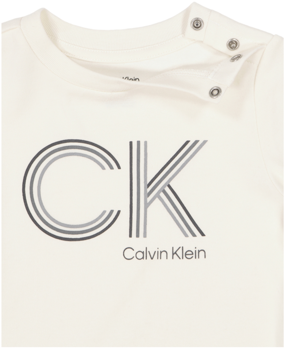 Calvin Klein Baby Boy Long Sleeve Logo Bodysuit, Twill Pants Check Berber Shirt Jacket, 3-Piece Set -Worf Grey/Antique White