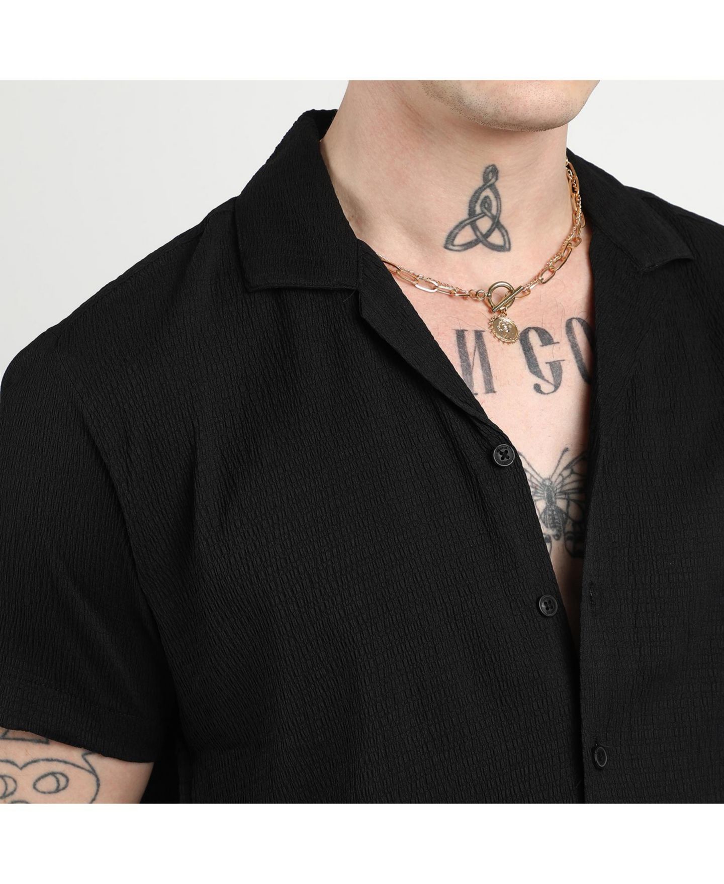 Мужская рубашка Cahoot Campus Sutra Onyx Black Creased, цвет: Чёрный — фото 5