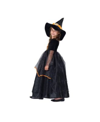 Halloween Witch Dress & Hat Costume Set - Kids Girls