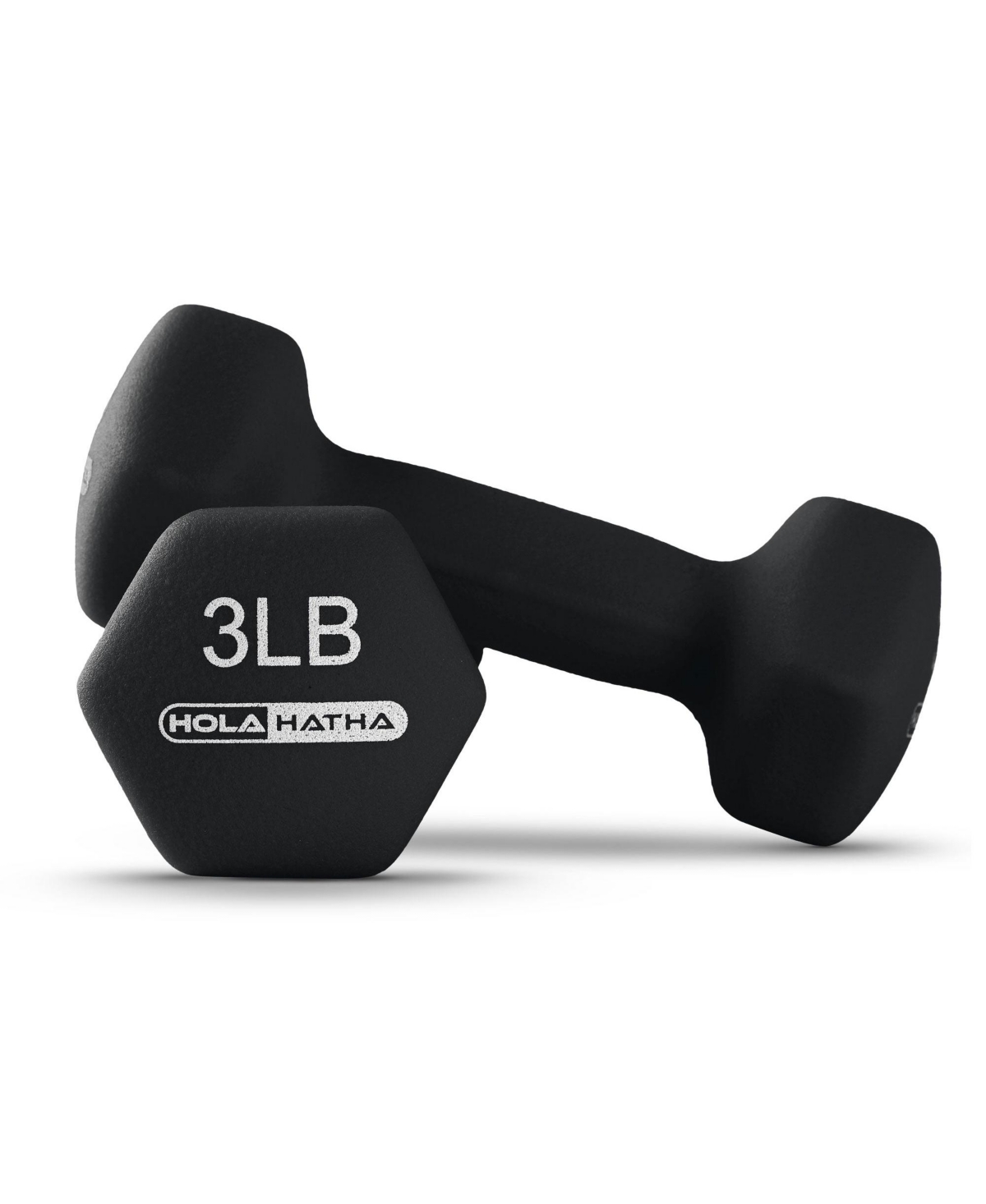 HolaHatha Neoprene Coated Dumbbell Free Hand Weight Set with Storage Rack,- Black