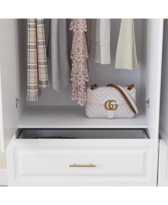 1Pc MDF L-Shaped 4-Door Storage Corner Wardrobe Cabinet