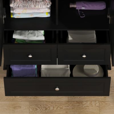 Wardrobe With 2 Doors and 3 Drawers , Bedroom Armoire Closet