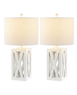 Stewart 21.5" Farmhouse Wood LED Table Lamp, Gray (Set of 2)