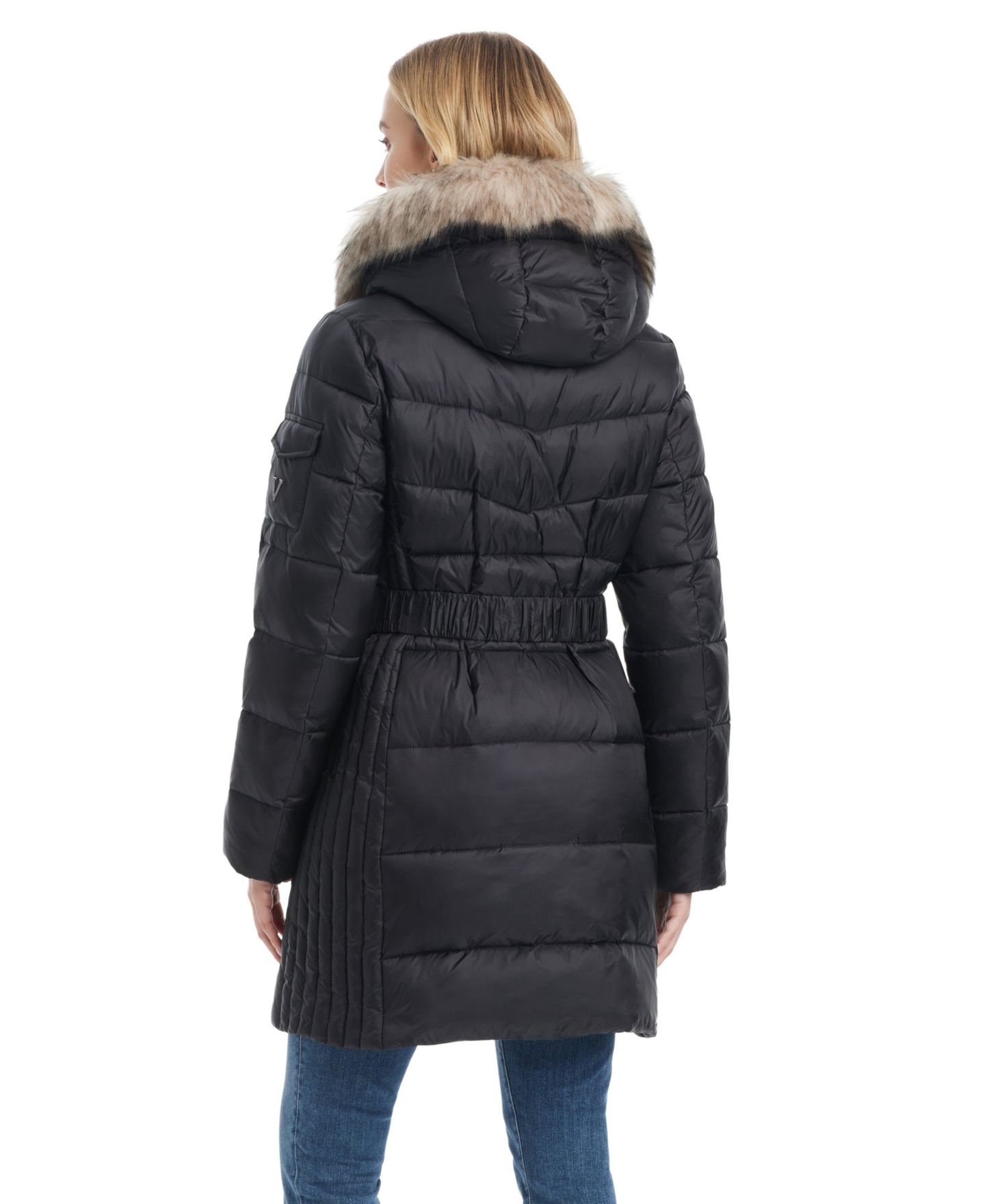 Женская куртка Vince Camuto Mid-Length Fitted Puffer, цвет: Чёрный — фото 2