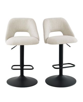 2-Pc. Fabric 360° Swivel Adjustable Barstools