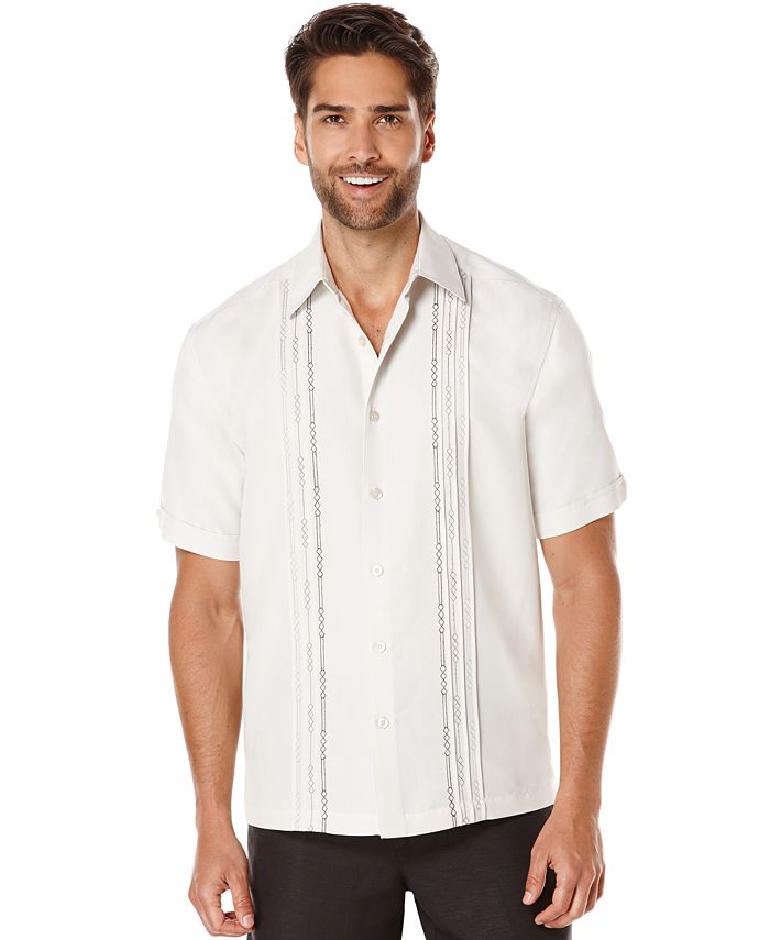 Cubavera Geometric Tucks Short-Sleeve Shirt - Macy's