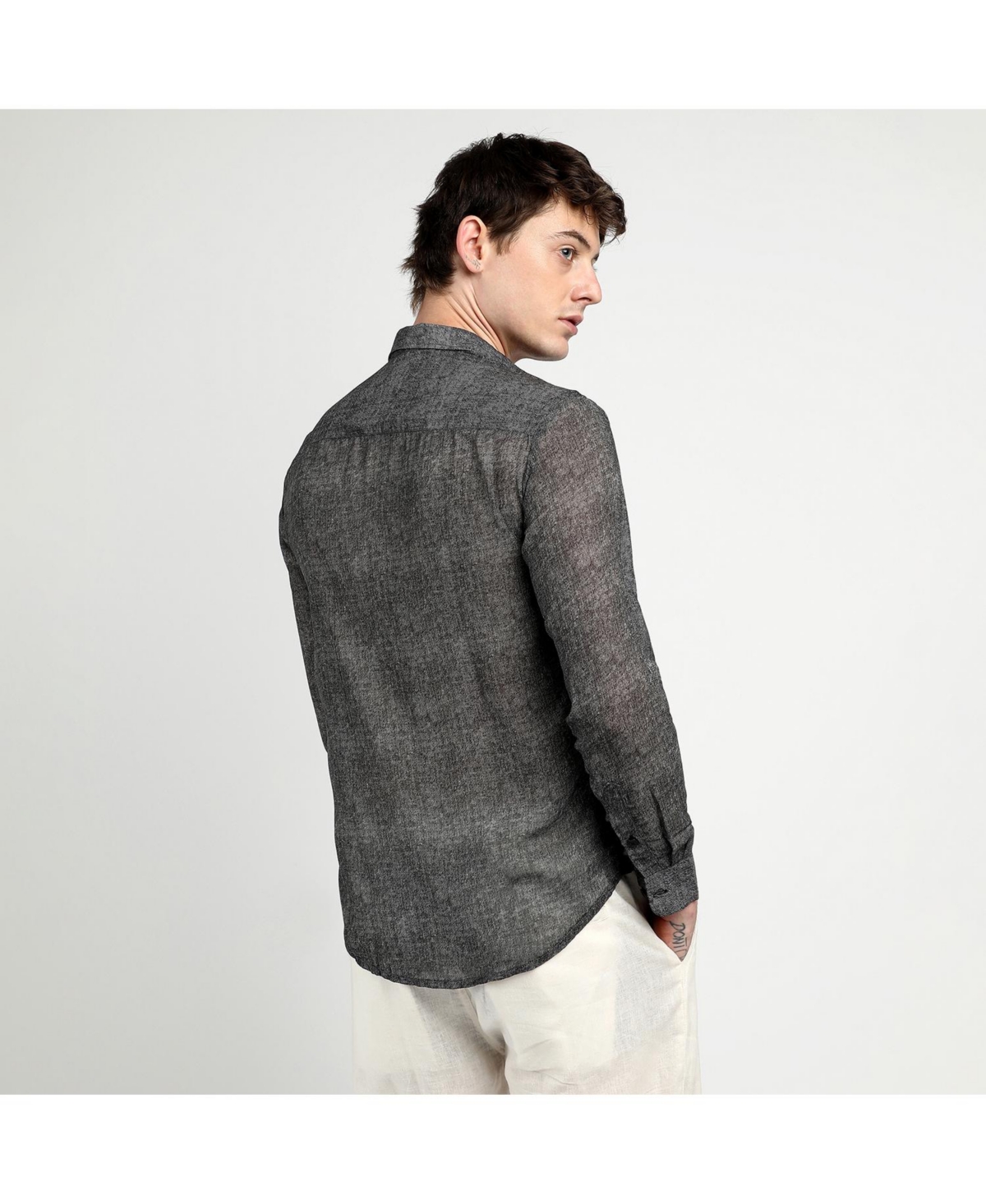 Campus Sutra Men's CharcoalGauzy Heathered Shirt - Black