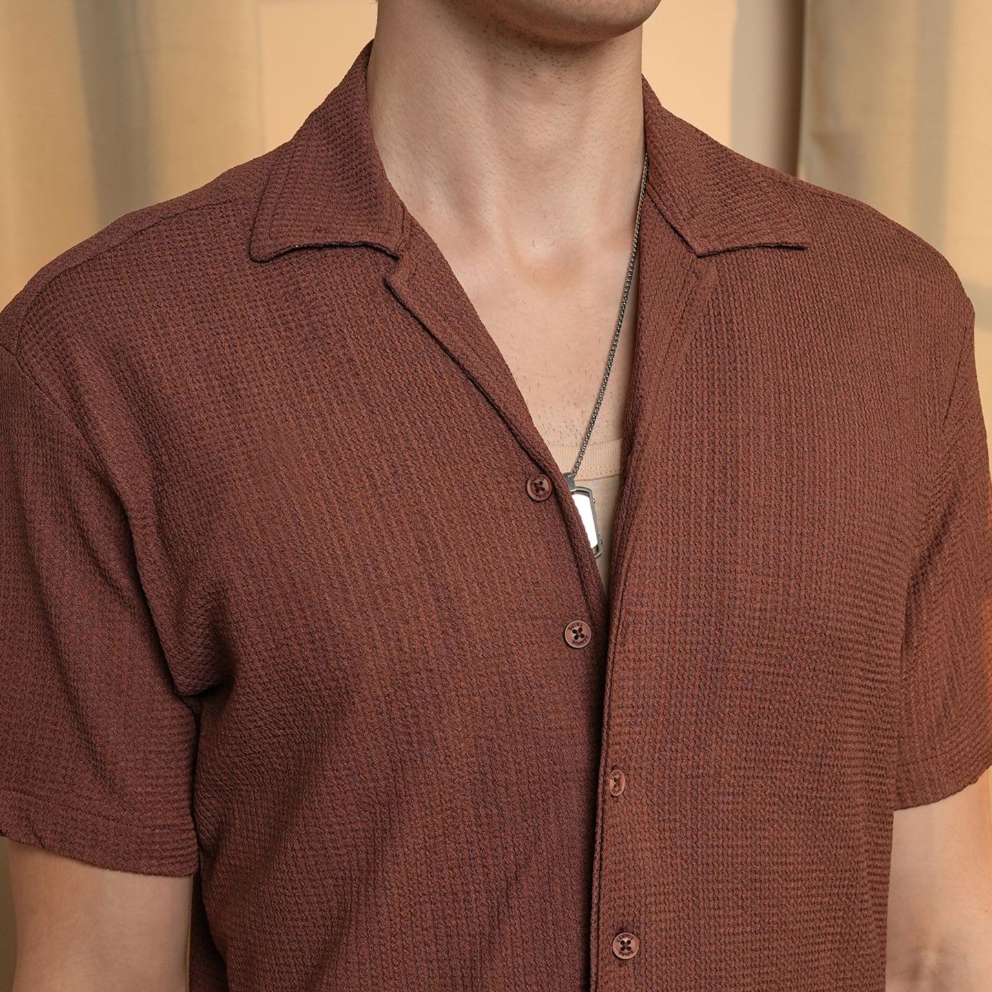 Мужская рубашка Cahoot Campus Sutra Chocolate Brown Micro Zig-Zag, цвет: Коричневый — фото 6