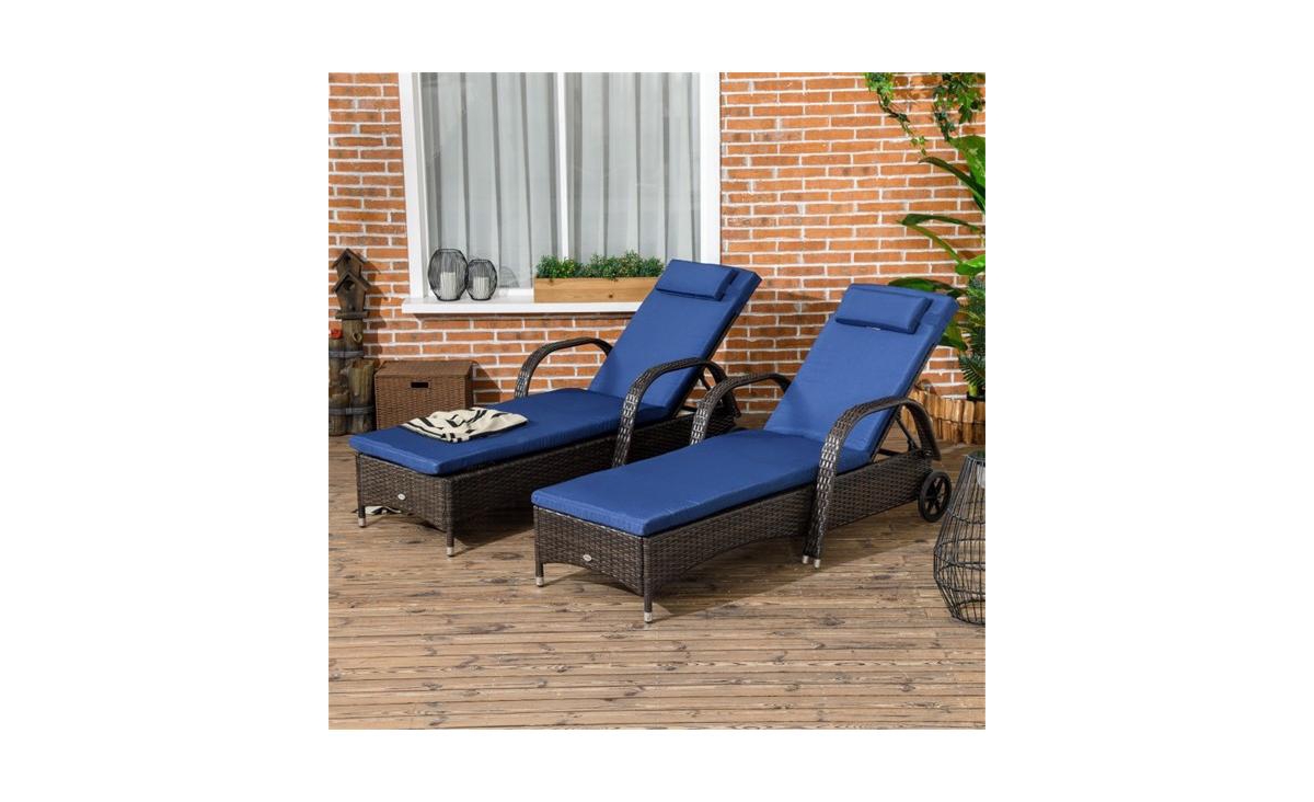 Slickblue 2PCS Reclining Chaise Lounge Set Adjustable Outdoor Loungers for Ultimate Relaxation