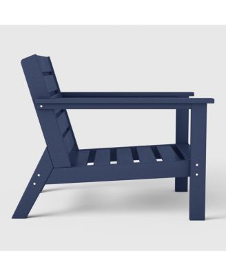 Outdoor Modern HDPE Patio Navy Blue Club Chair with Deep Seat Cushions