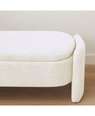 Oval Teddy Fabric Storage Ottoman,Storage Benches with Large Space-The Pop Home