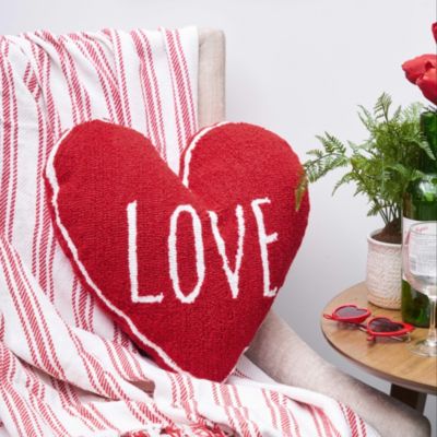 Valentine's Day "LOVE" Heart Shaped Hooked Accent Throw Pillow, 18" x 18"