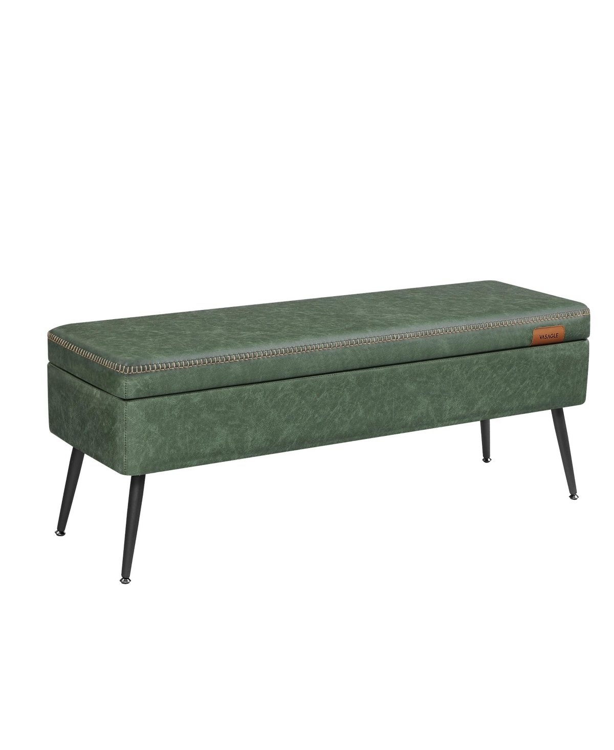 Songmics Home Storage Ottoman Bench with Steel Legs - Forest green