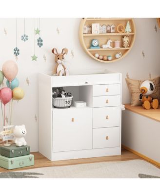 Changing Table With 5-Drawers,Kids Dresser with Shelf