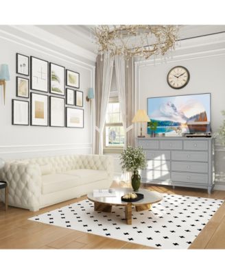 9-Drawer Gray Wood Dresser Bedroom Storage Cabinet Modern Style