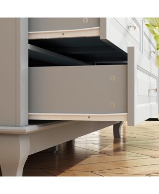 9-Drawer Gray Wood Dresser Bedroom Storage Cabinet Modern Style