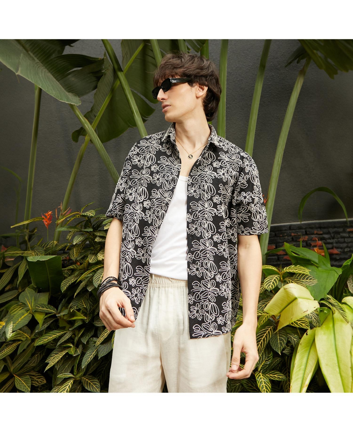 Campus Sutra Men's Basket-Weave Shirt