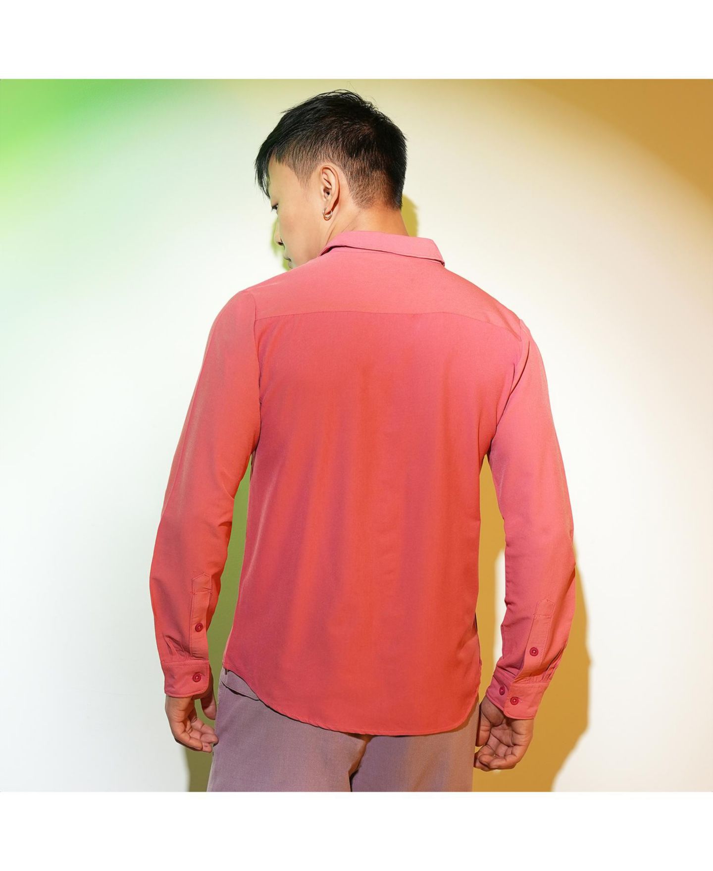 Мужская рубашка Cahoot Campus Sutra Coral Pink Solid Basic, цвет: Розовый — фото 6