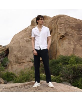 Men's Chalk White Self-Design Block Shirt