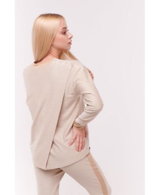 Women's Ava Wellness Top with Back Wrap Closure Cream
