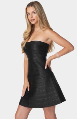 Women's Foil Bandage Strapless A-Line Dress