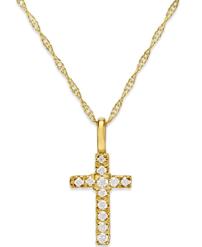 Macy's Diamond Accent Cross Pendant Necklace in 14k Gold Macy's