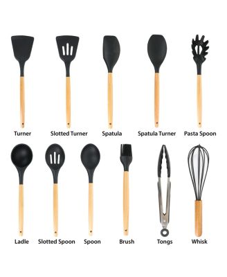 Collection Silicone and Wood Cooking Utensils, Set of 12