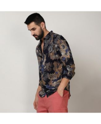 Men's Royal Blue & Midnight Black Paisley Flora Shirt
