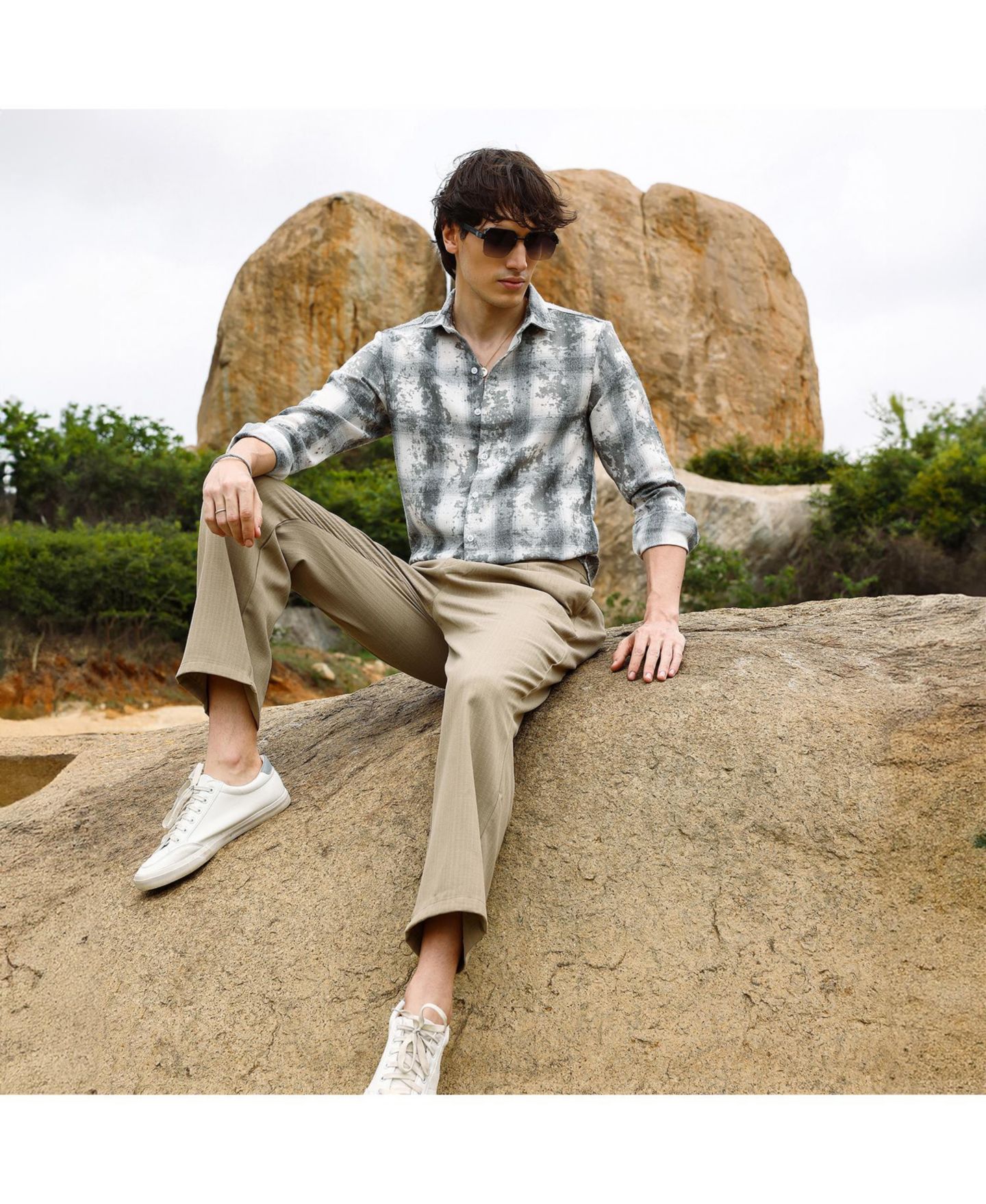Мужская рубашка Cahoot Campus Sutra Moon Grey Splash Check, цвет: Серый — фото 6