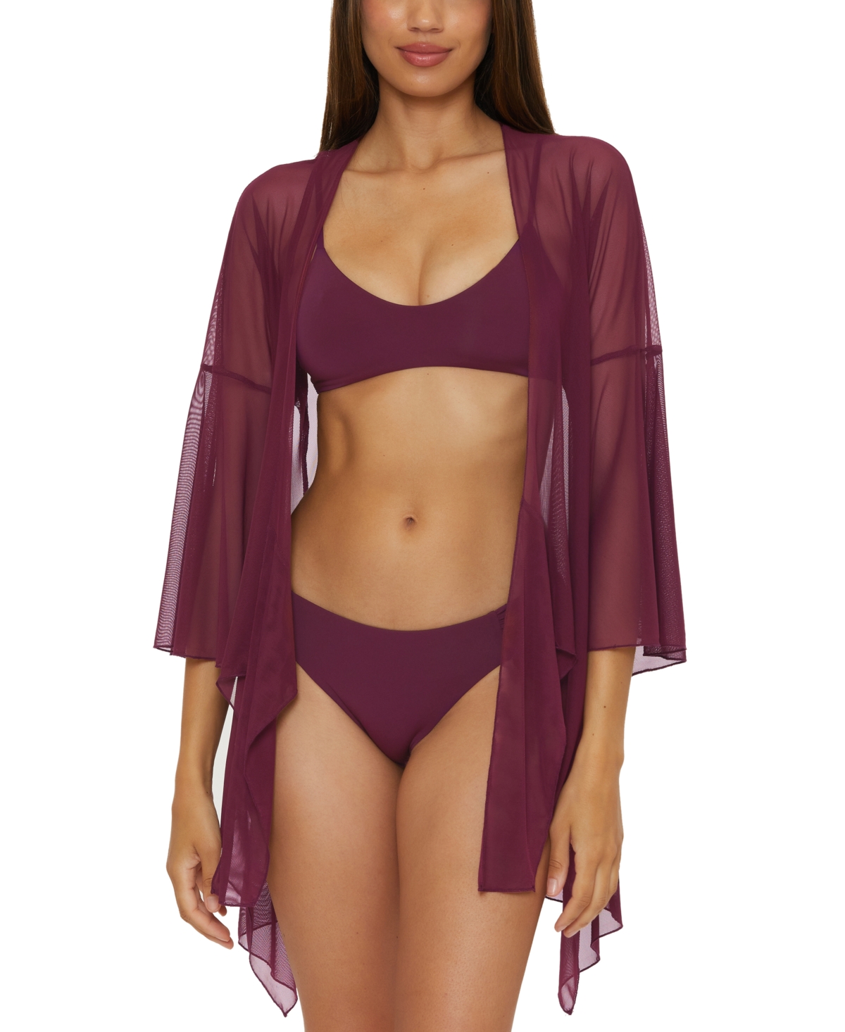 Becca Muse Mesh Cover-up Jacket In Aubergine