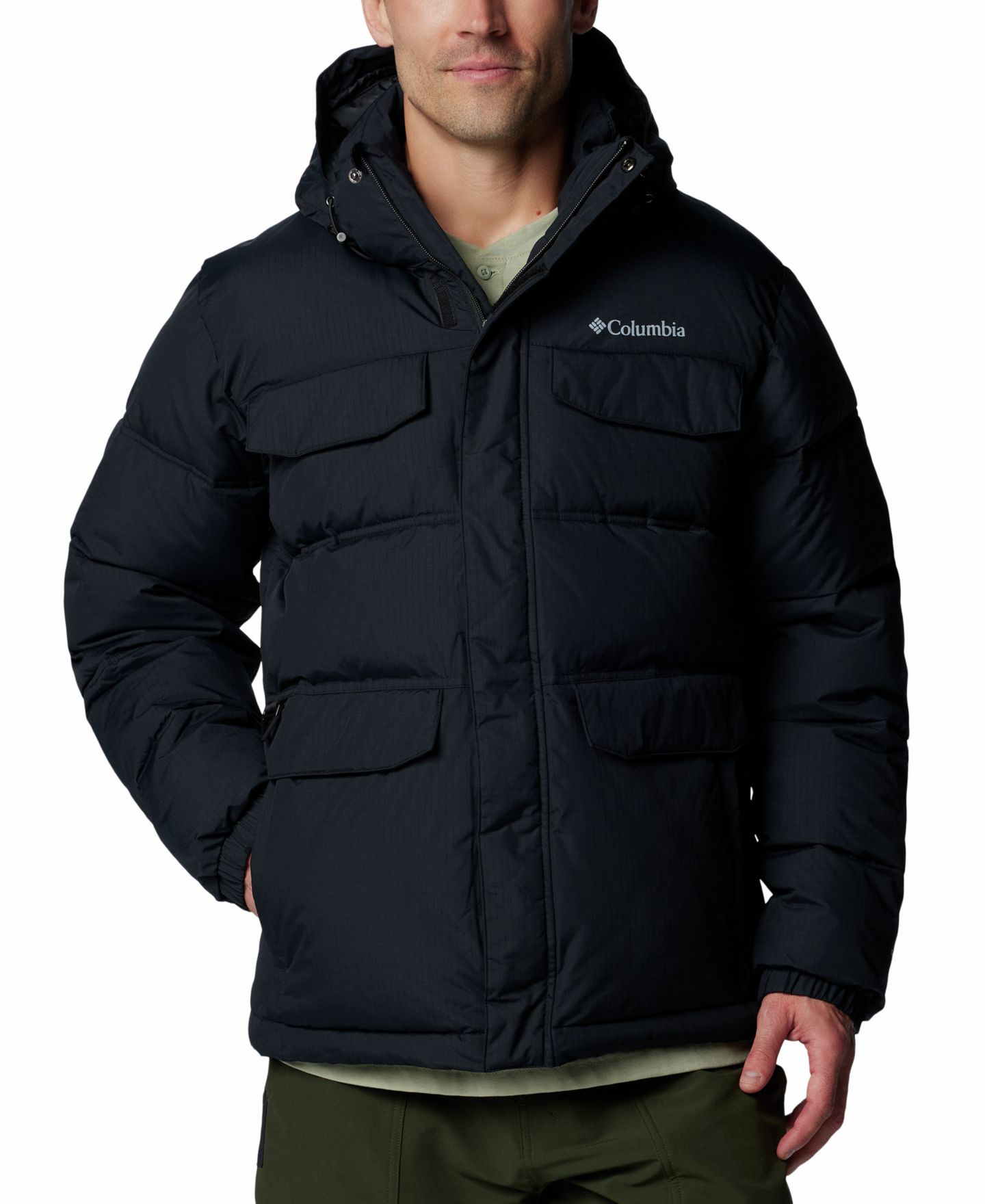 Мужская куртка Columbia Landroamer Hooded Puffer, цвет: Чёрный — фото 1