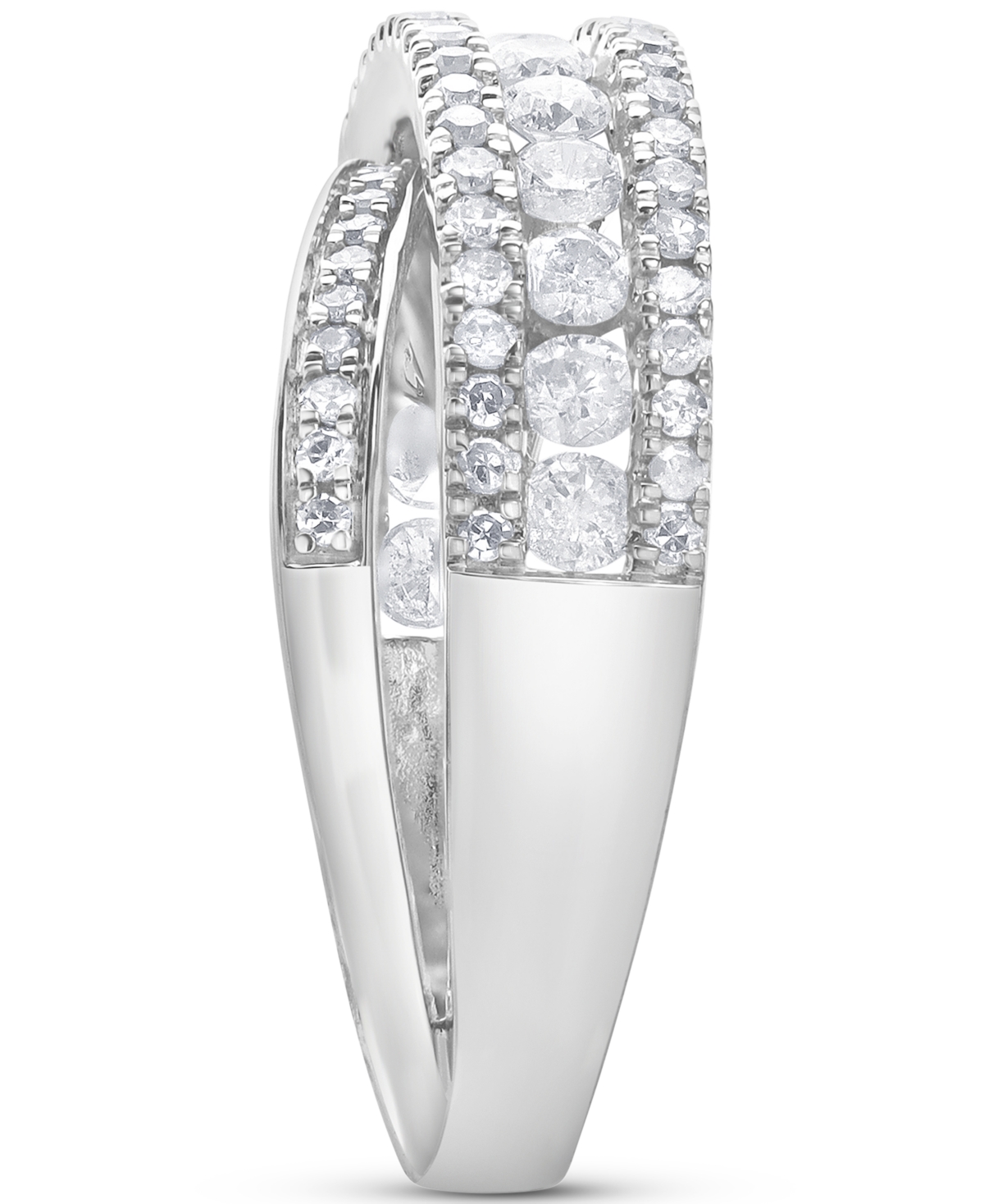 Diamond Crossover Statement Ring (1 ct. t.w.) in 14k- White Gold