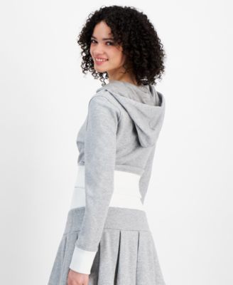 Juniors' Ribbed Zip-Up Hoodie