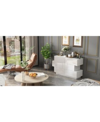 High Gloss White Wood 6-Drawer Chest of Drawers