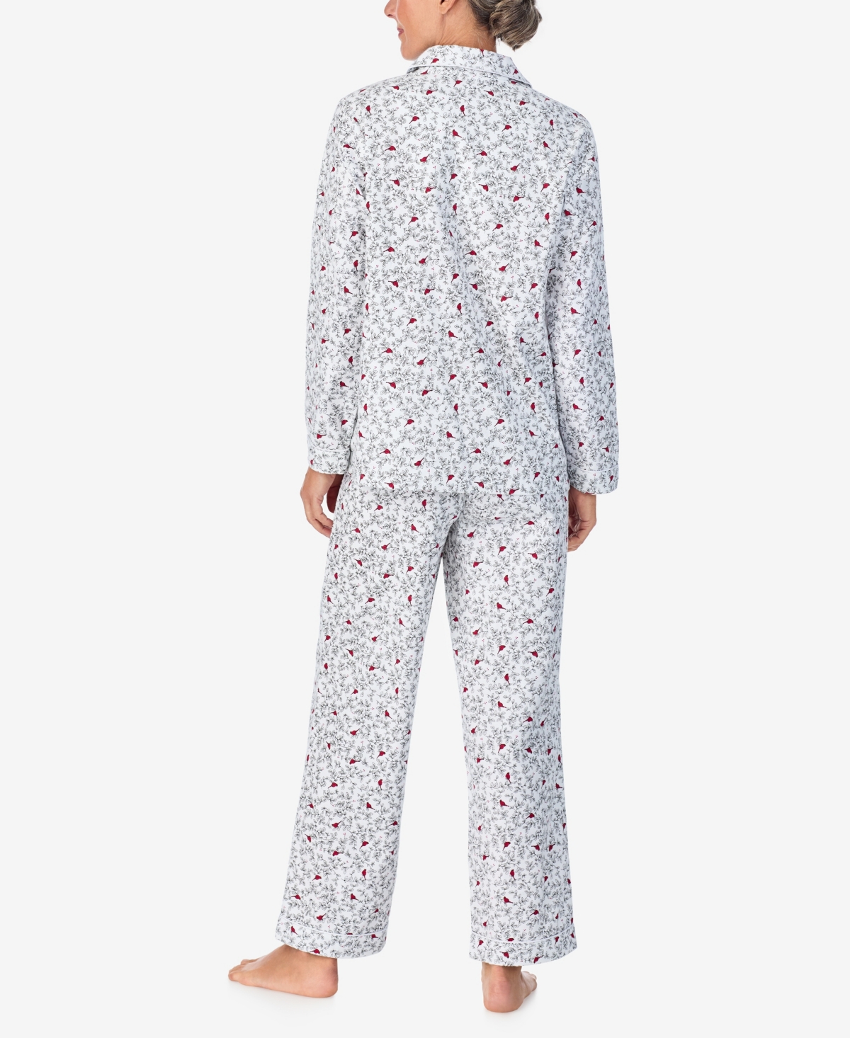 Aria Women's Long Sleeve Pajama Set In Winter White Cardinal