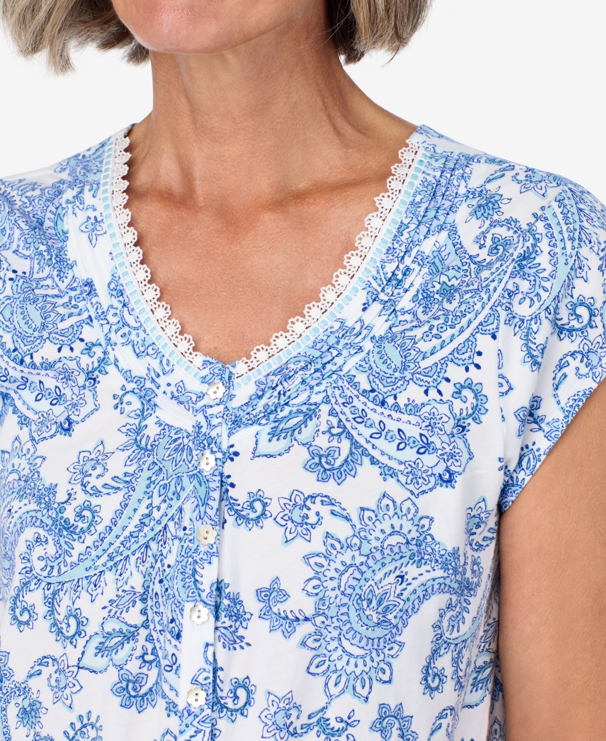 Women's Cap Sleeve Pajama Set - Cool Blue Paisley