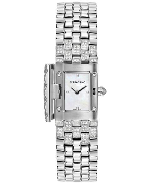 Женские часы Ferragamo Secret Diamond (3/4 ct. t.w.) Stainless Steel Bracelet Watch 19x30mm