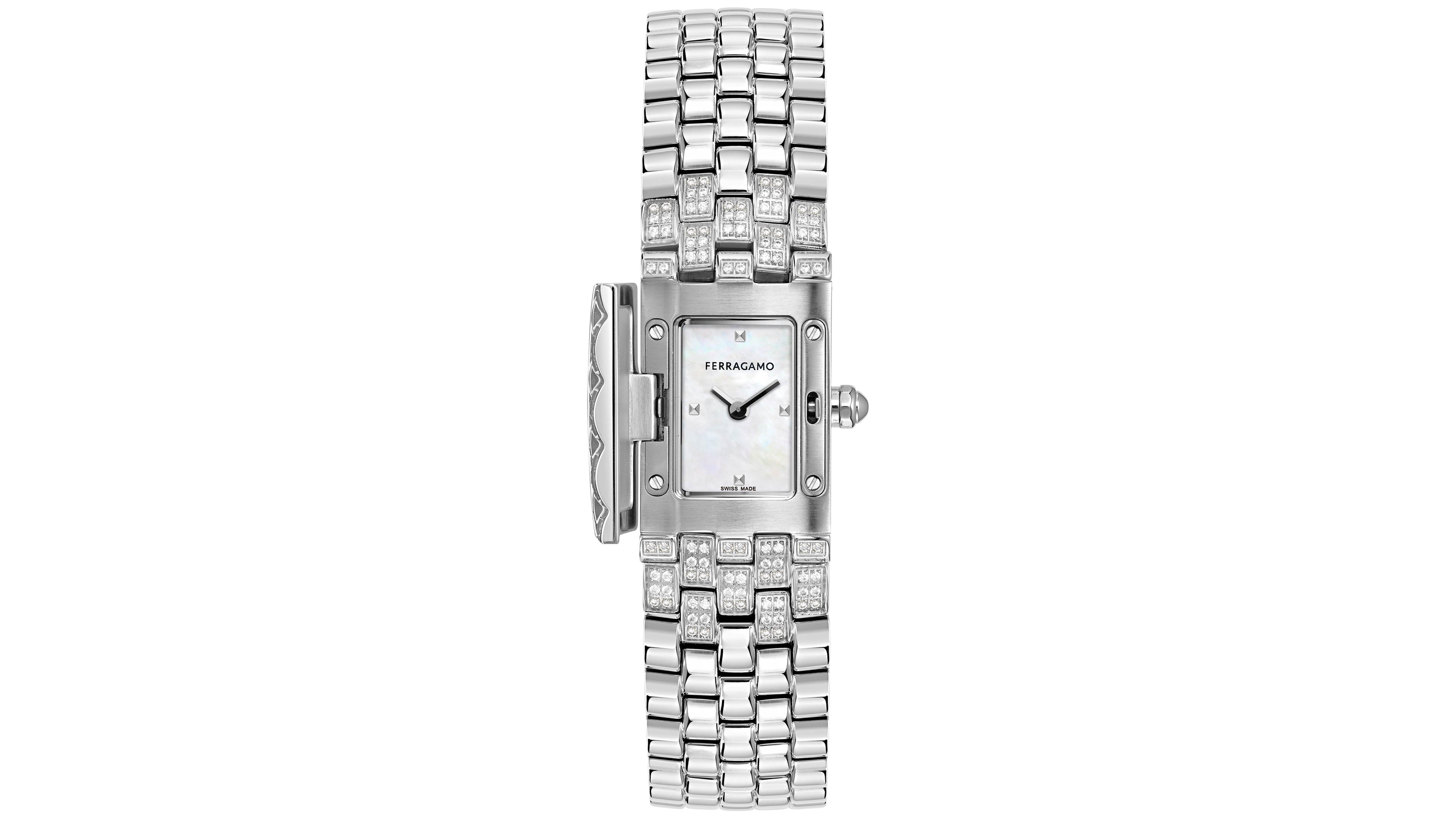 Ferragamo Women's Secret Diamond (3/4 ct. t.w.) Stainless Steel Bracelet Watch 19x30mm