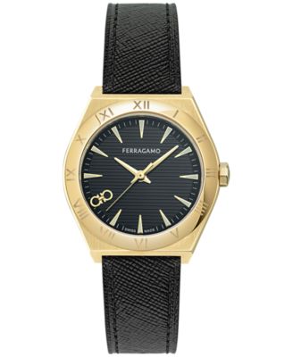 Ferragamo - Women's Swiss Vega Black Leather Strap Watch 35mm