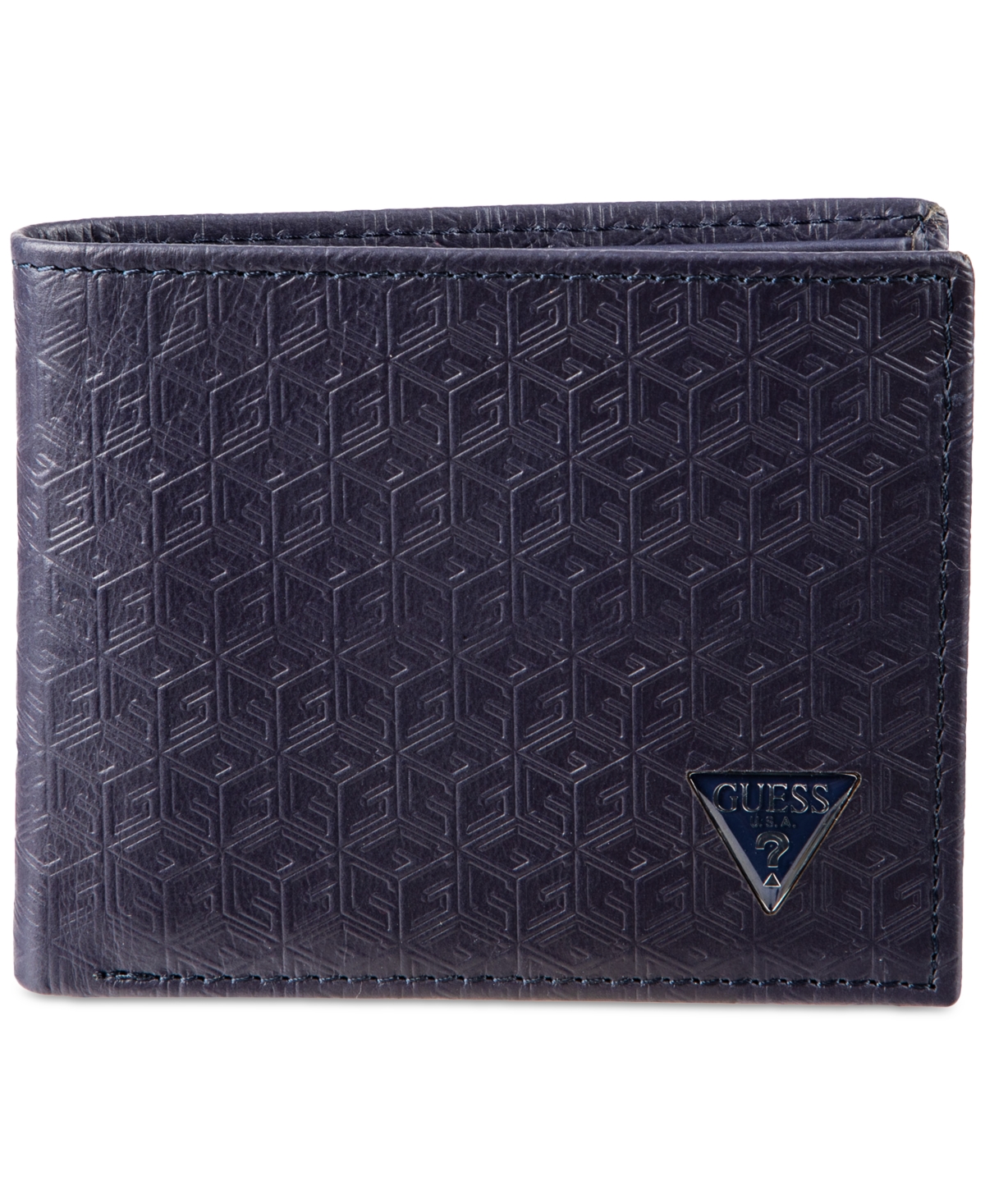 GUESS MEN'S GUESS CUBE EMBOSSED LEATHER WALLET 