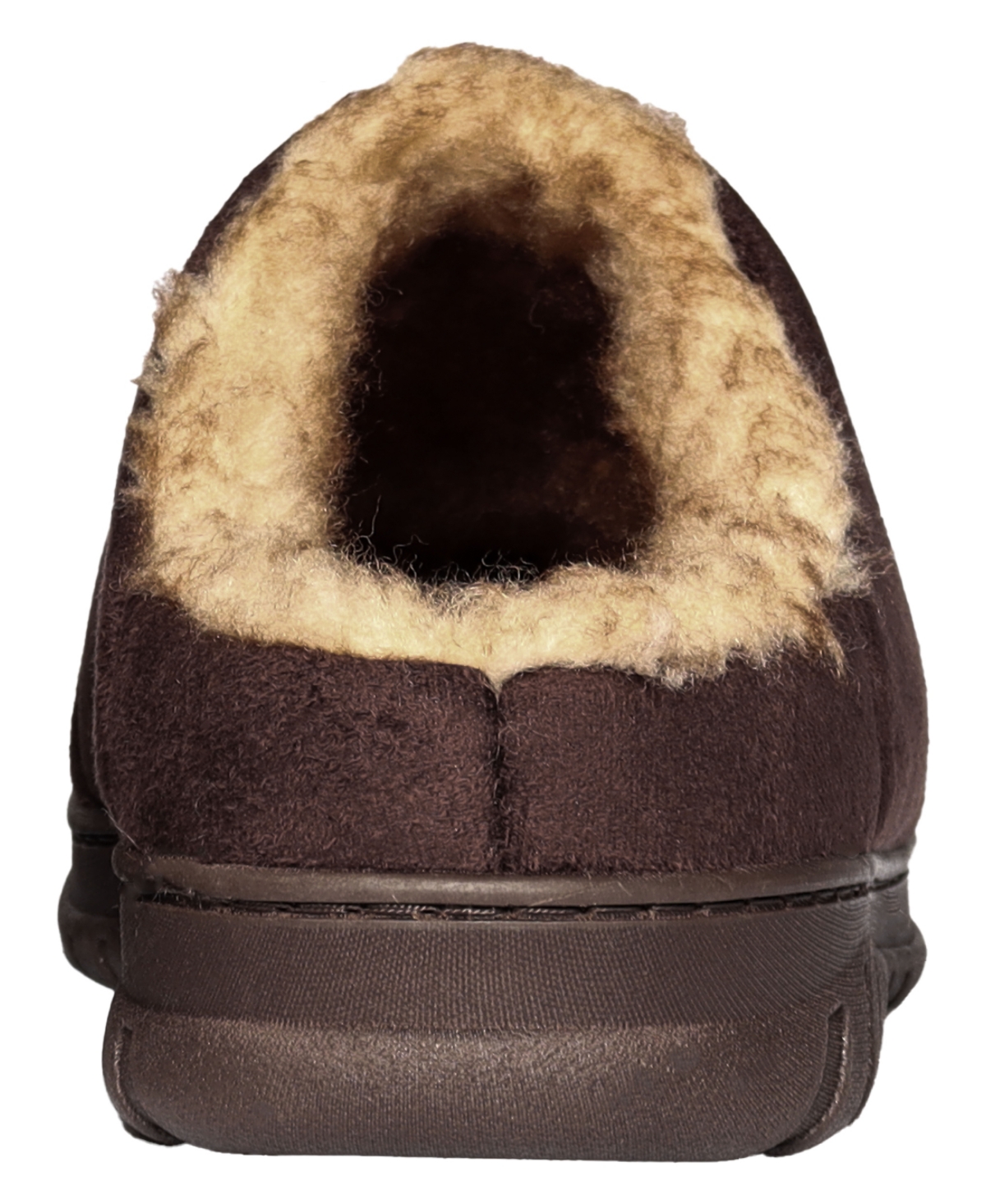 Weatherproof Men's Microsuede Puffer Clog With Tipped Shearling Faux Fur Lining Indoor-outdoor Sole Shoe In Brown